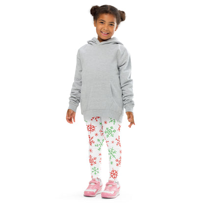 Kids Red and Green Snowflake Buttery Soft Leggings