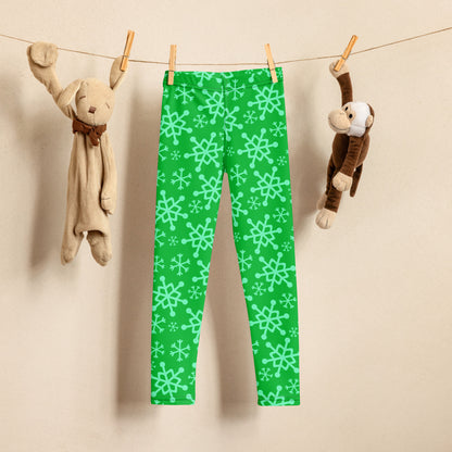 Kids Green Snowflake Buttery Soft Leggings