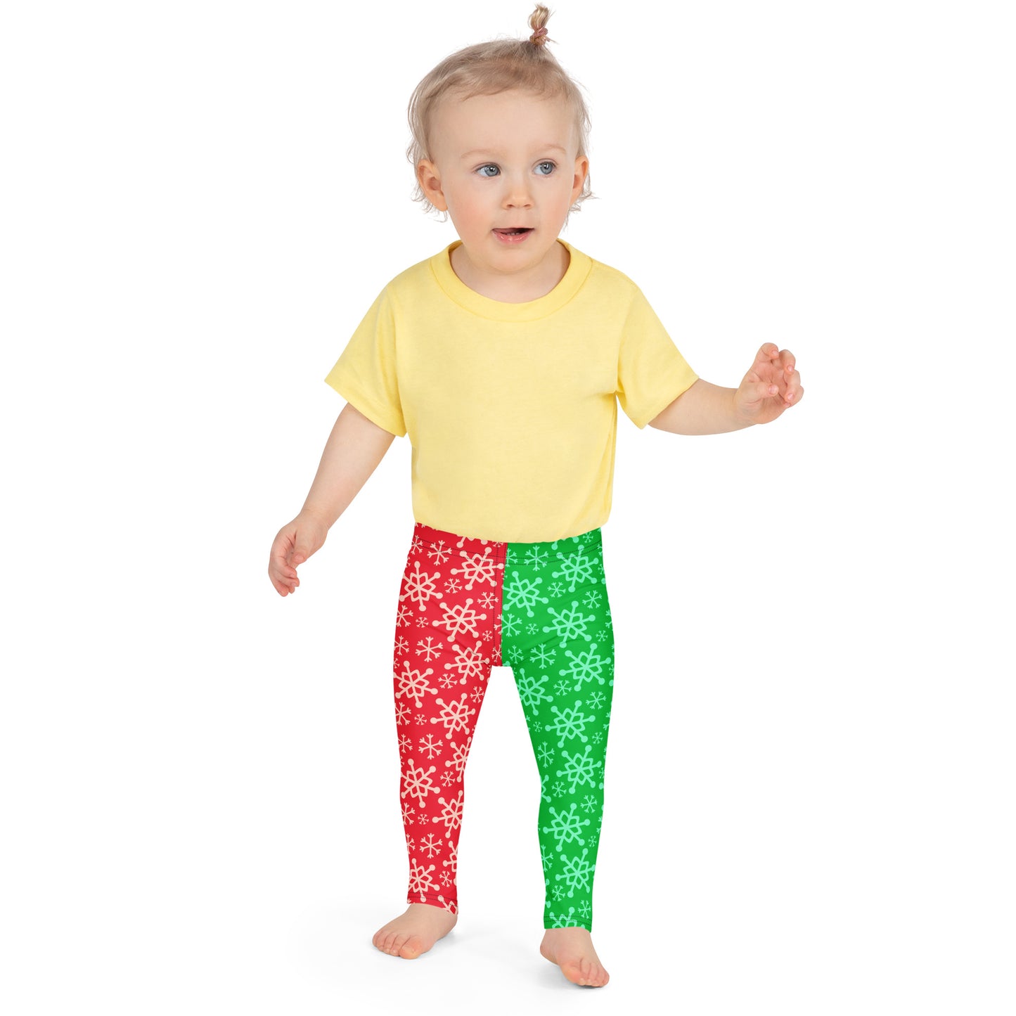 Kids Red and Green Snowflake Buttery Soft Leggings