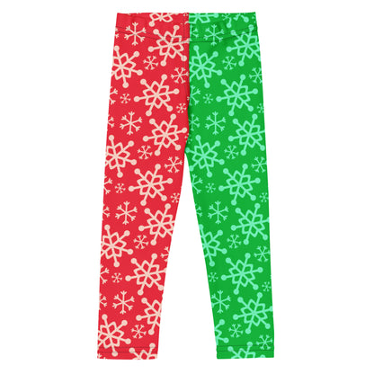 Kids Red and Green Snowflake Buttery Soft Leggings