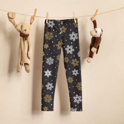 Kids Gold and White Snowflake Buttery Soft Leggings