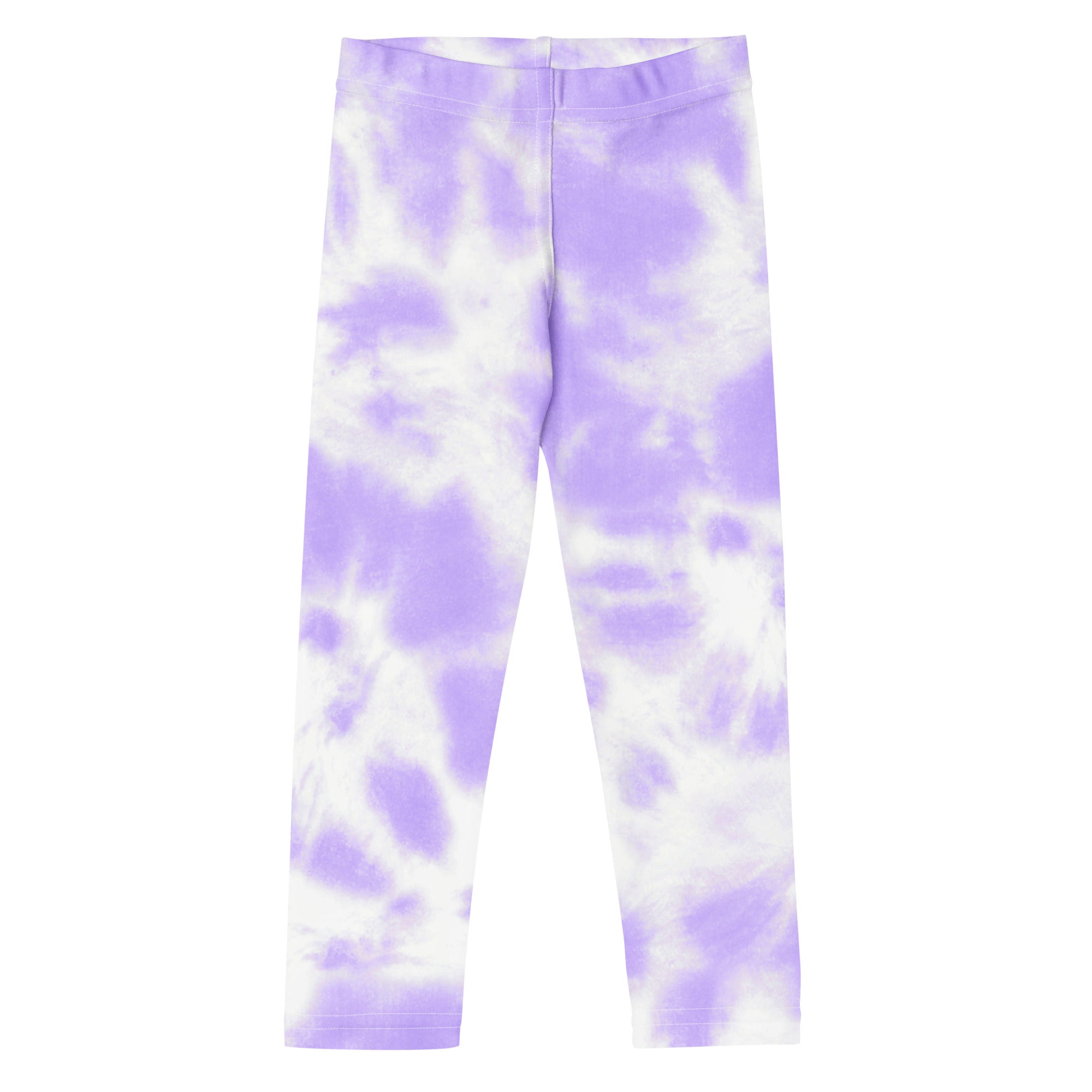 Girls lavender tie dye buttery soft leggings in purple and white featuring a comfortable stretchy fit