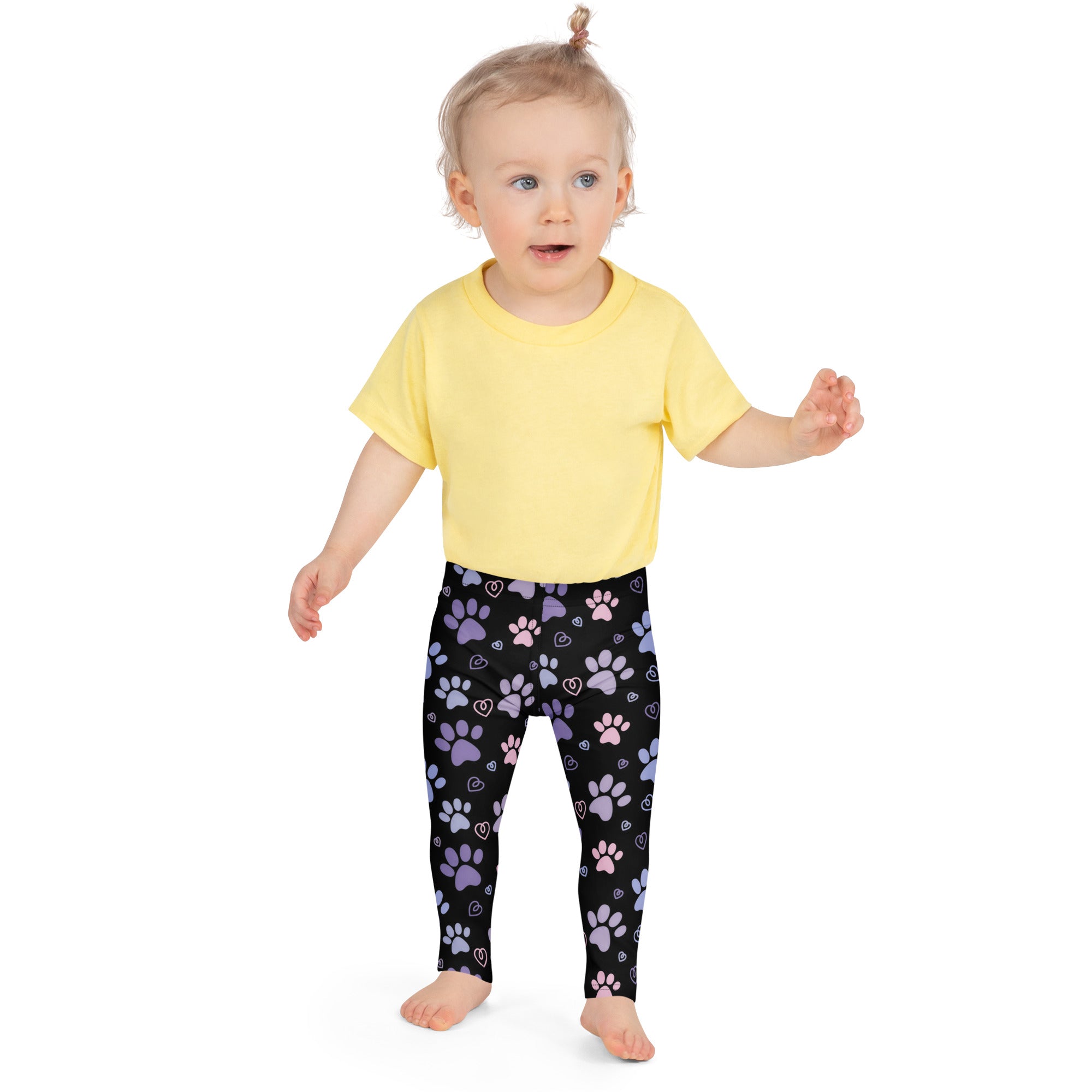 Girls Black Paw Print Buttery Soft Leggings