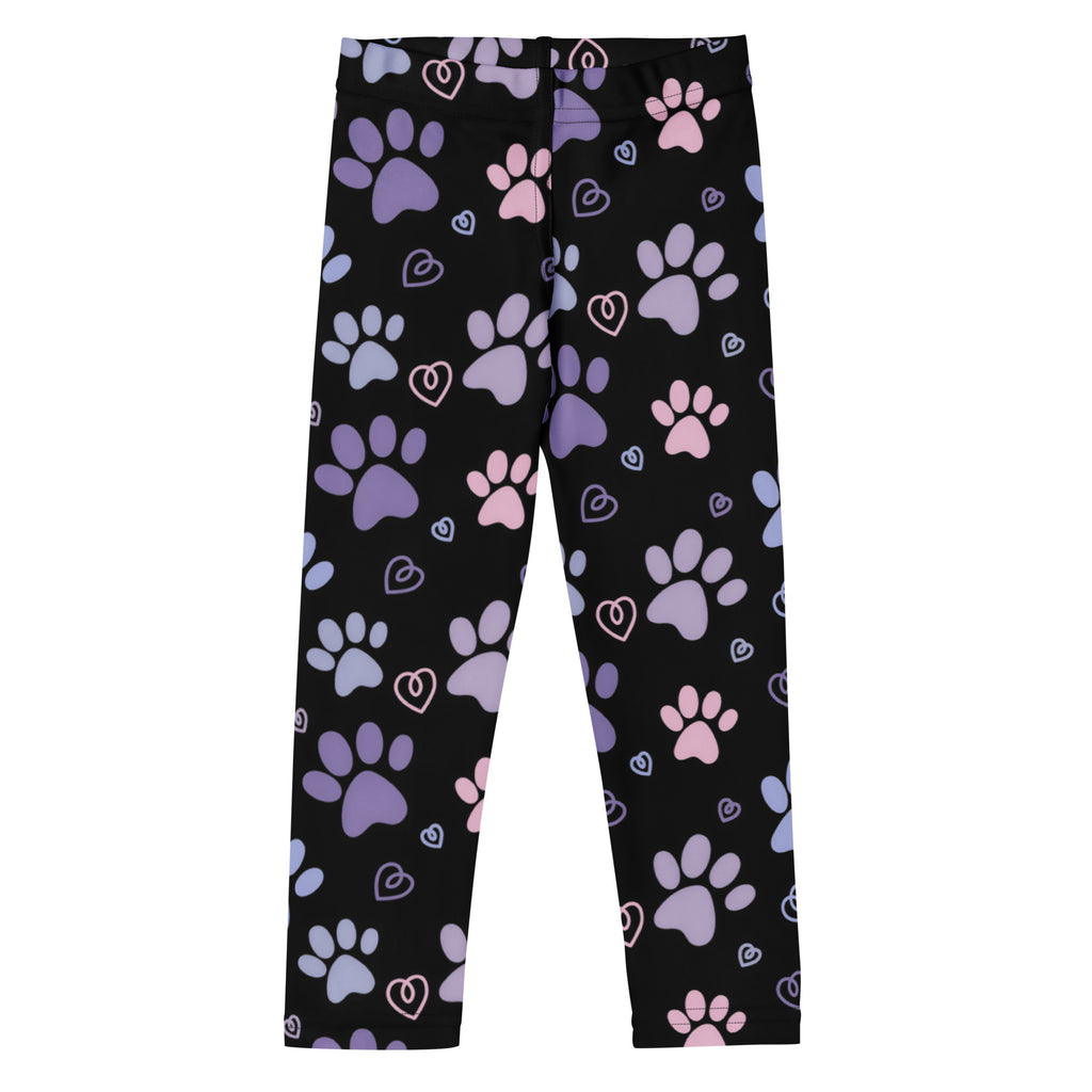 Girls Black Paw Print Buttery Soft Leggings