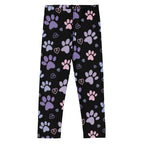 Girls Black Paw Print Buttery Soft Leggings