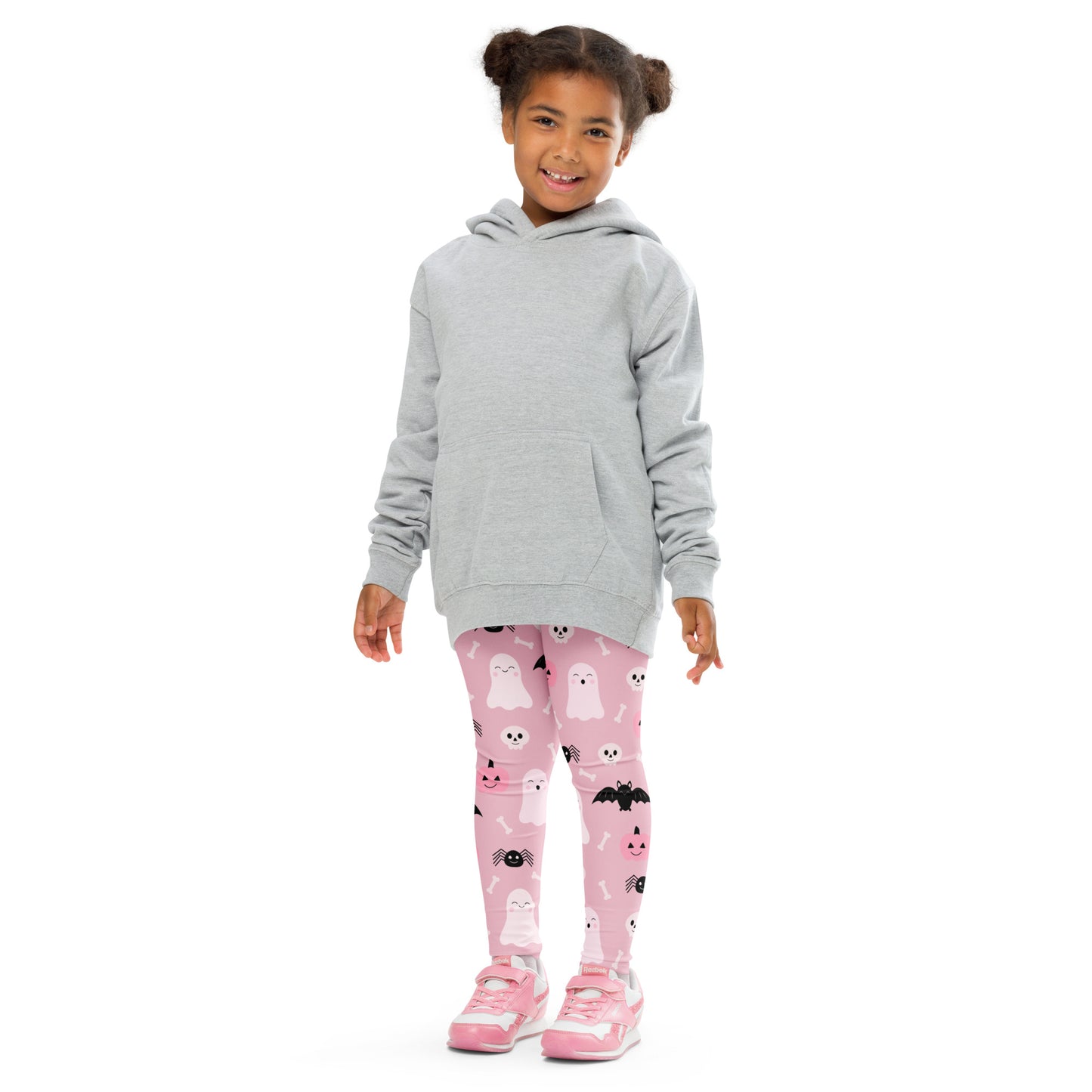 Girls Cute Ghost And Bats Pink Halloween Buttery Soft Leggings