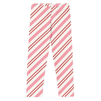 Girls Pink Candy Cane Stripe Buttery Soft Leggings