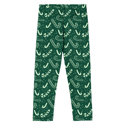 Kids Green Candy Cane Buttery Soft Leggings