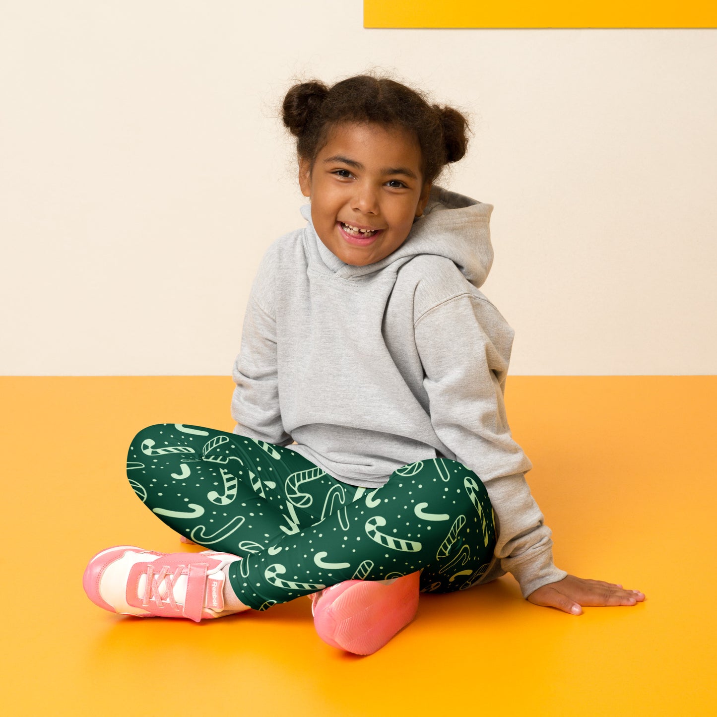 Kids Green Candy Cane Buttery Soft Leggings