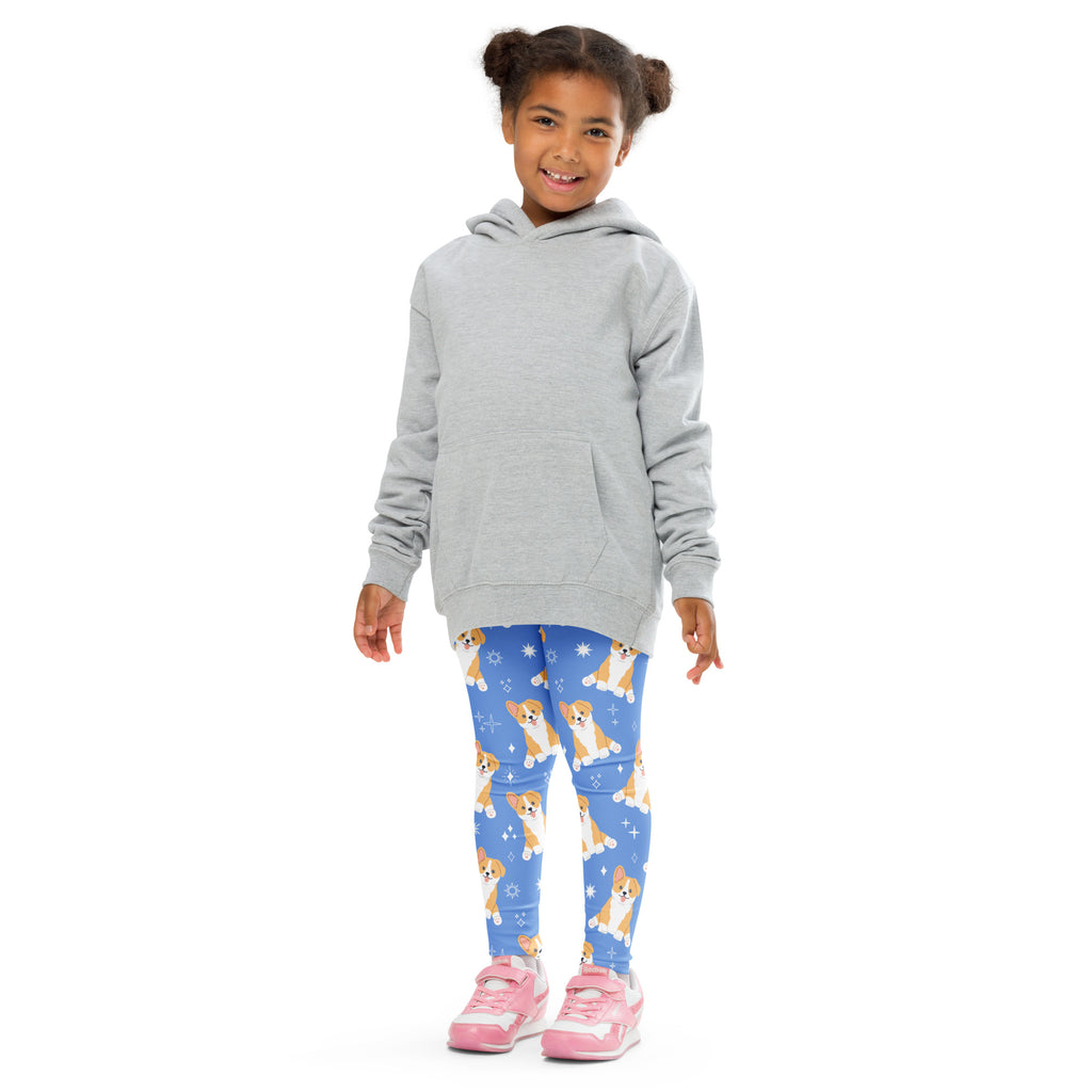 Kids Blue Corgi Dog Buttery Soft Leggings
