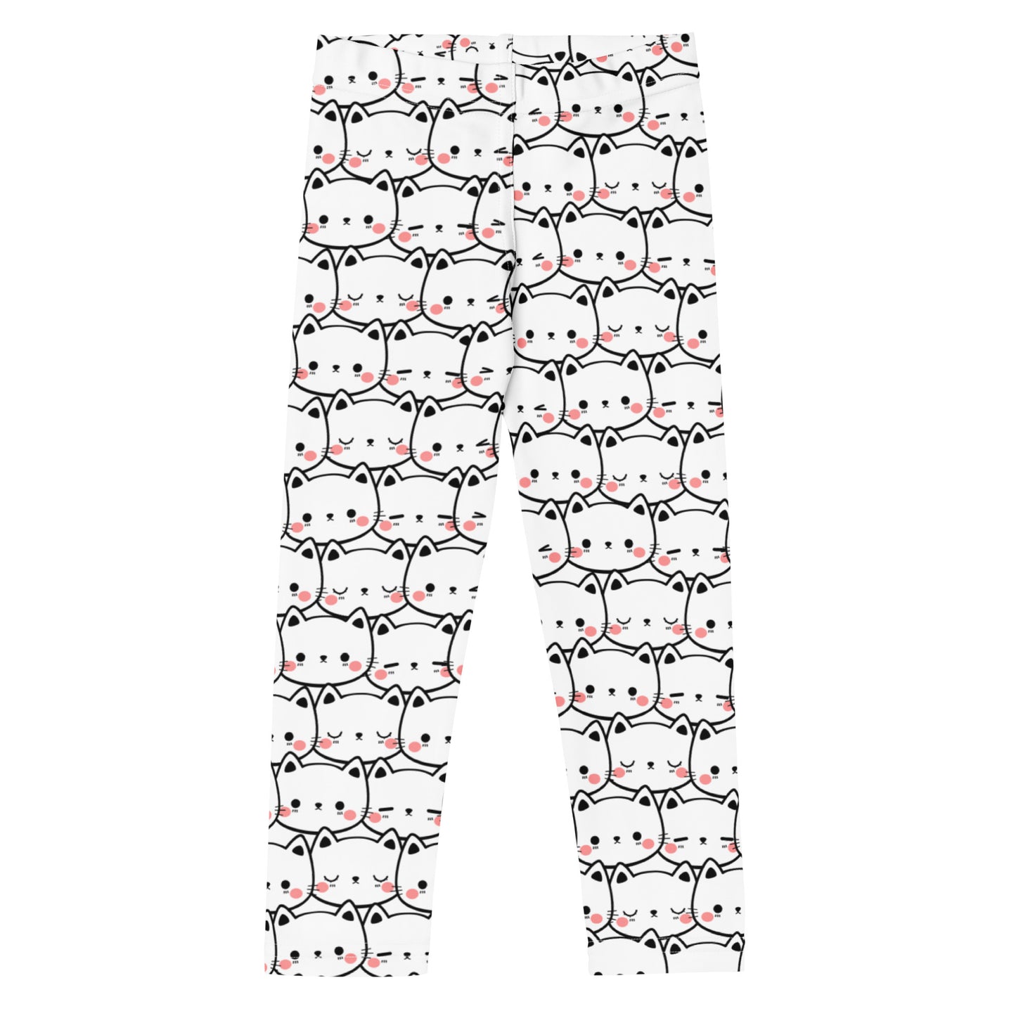 Girls White Cat Face Buttery Soft Leggings