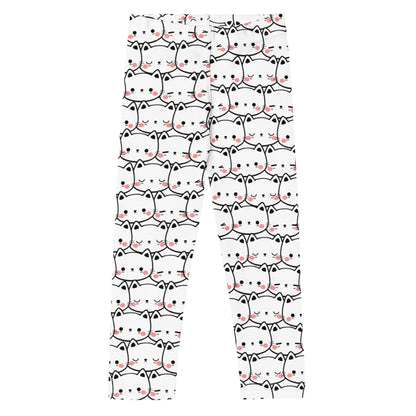Girls White Cat Face Buttery Soft Leggings