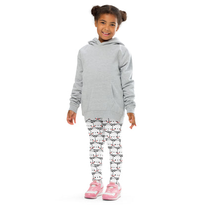 Girls White Cat Face Buttery Soft Leggings
