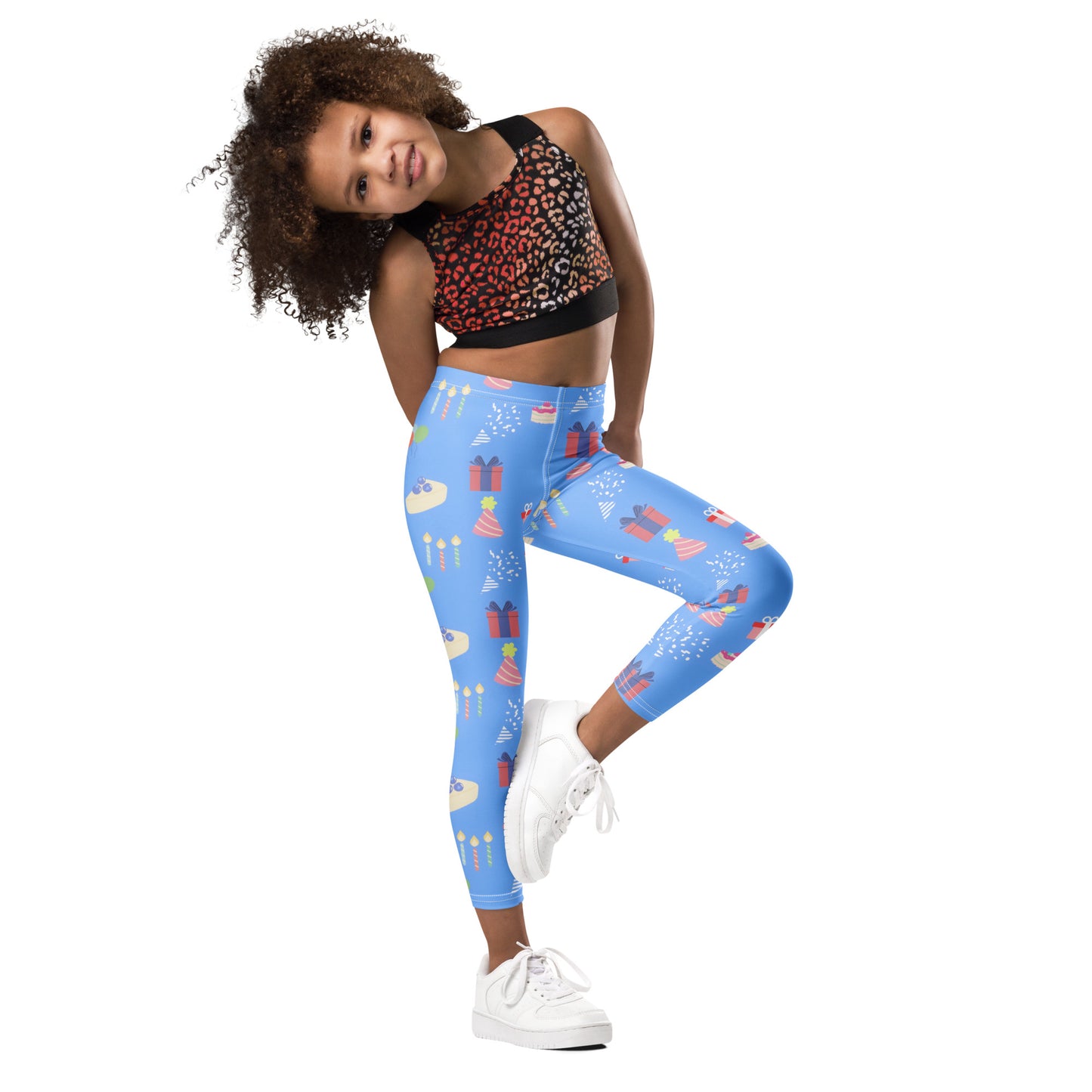 Kids Blue Birthday Pattern Buttery Soft Leggings