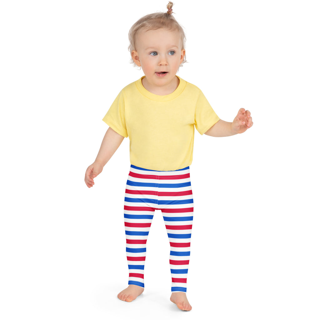 Kids Patriotic Red White & Blue Striped Buttery Soft Leggings