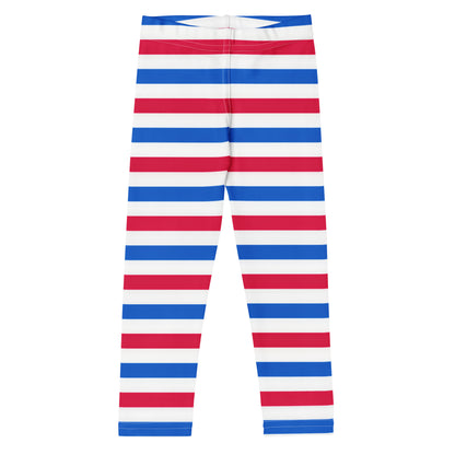 Kids Patriotic Red White & Blue Striped Buttery Soft Leggings