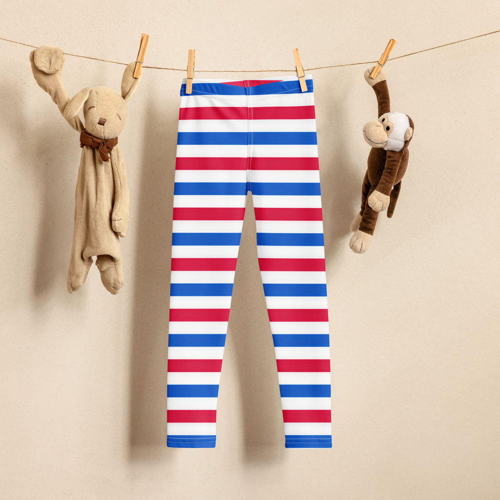 Kids Patriotic Red White & Blue Striped Buttery Soft Leggings