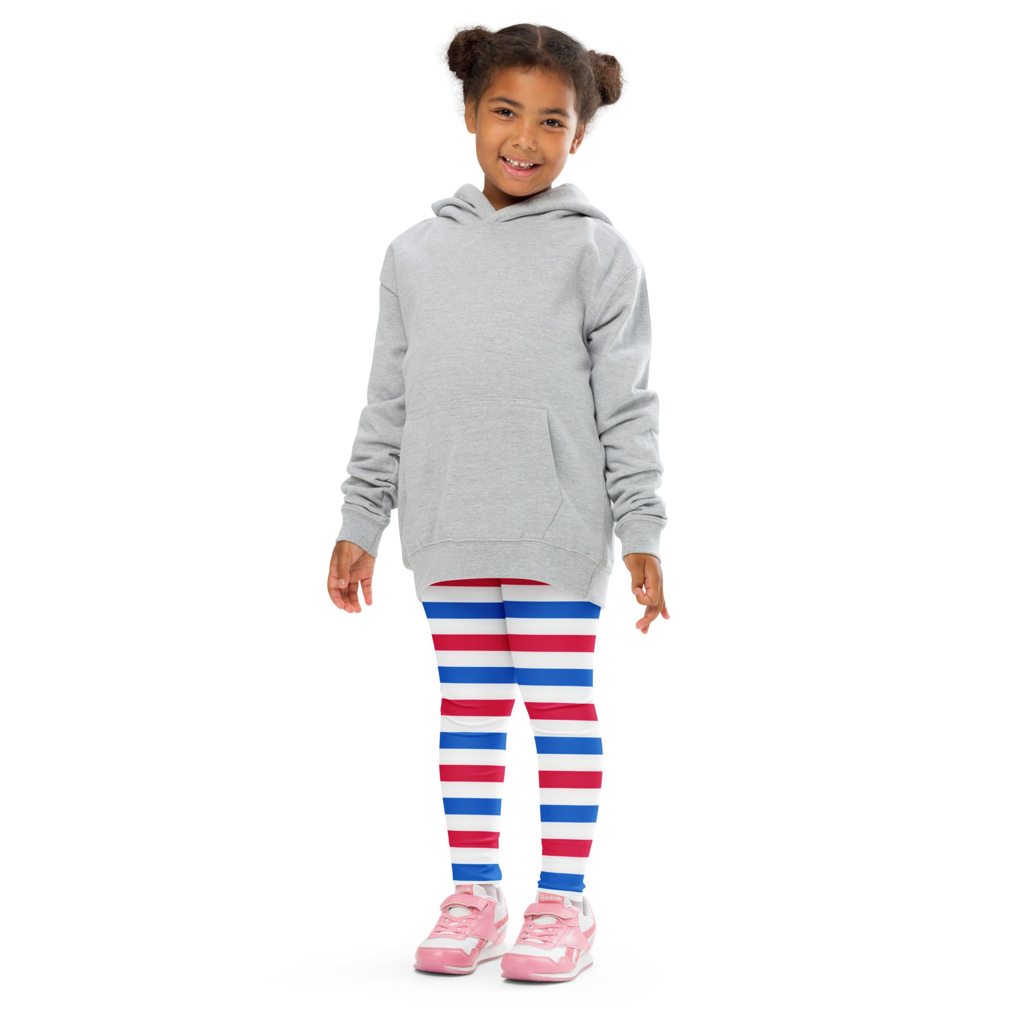 Kids Patriotic Red White & Blue Striped Buttery Soft Leggings