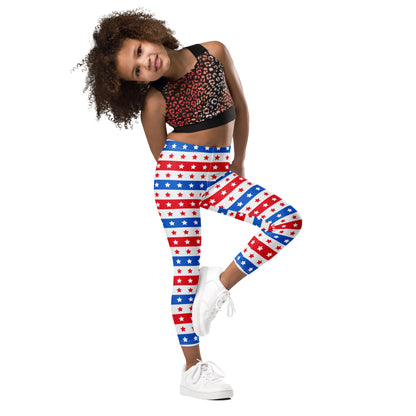 Kids Red, White and Blue Stars and Stripes Buttery Soft Leggings
