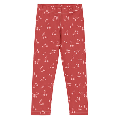 Girls Pink Cherry Pattern Buttery Soft Leggings