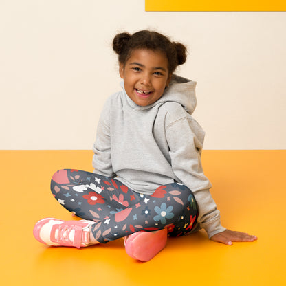 Girls Gray Floral Pattern Buttery Soft Leggings
