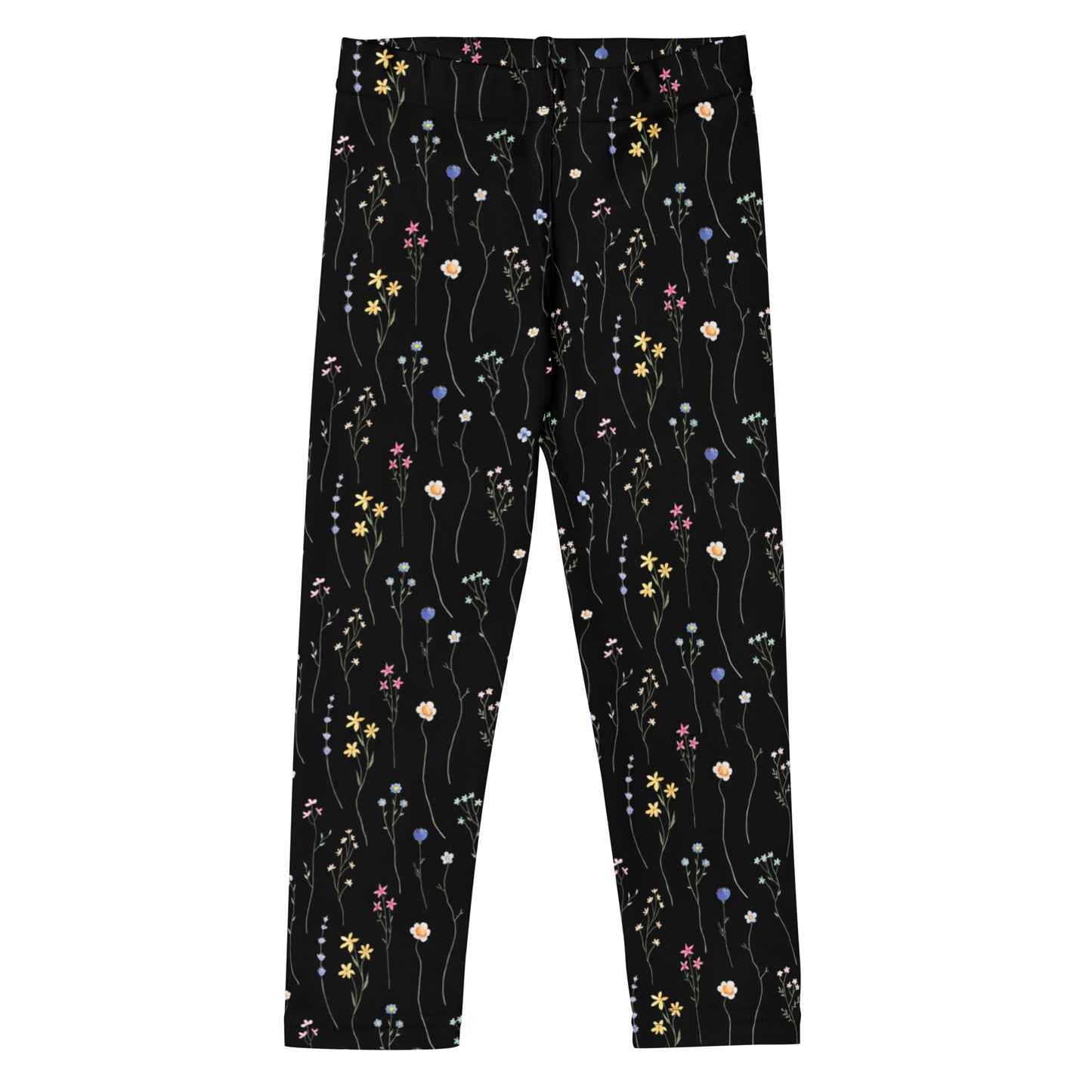 Girls Black Wildflower Buttery Soft Leggings