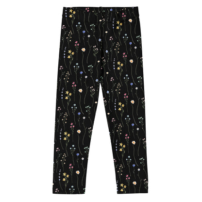 Girls Black Wildflower Buttery Soft Leggings