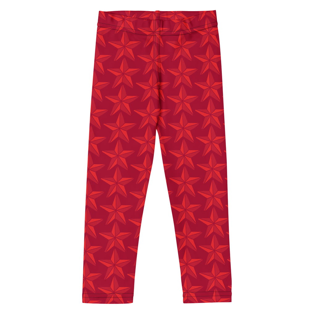 Girls christmas red star buttery soft leggings featuring red star pattern and subtle gradient effect