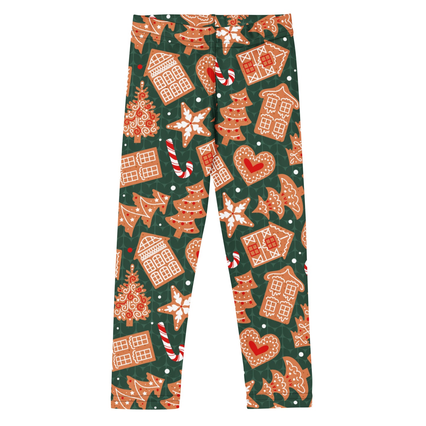 Kids Green Gingerbread Cookie Christmas Buttery Soft Leggings