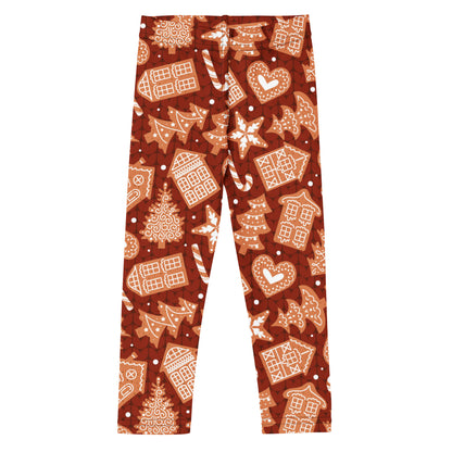Kids Red Gingerbread Cookie Christmas Buttery Soft Leggings