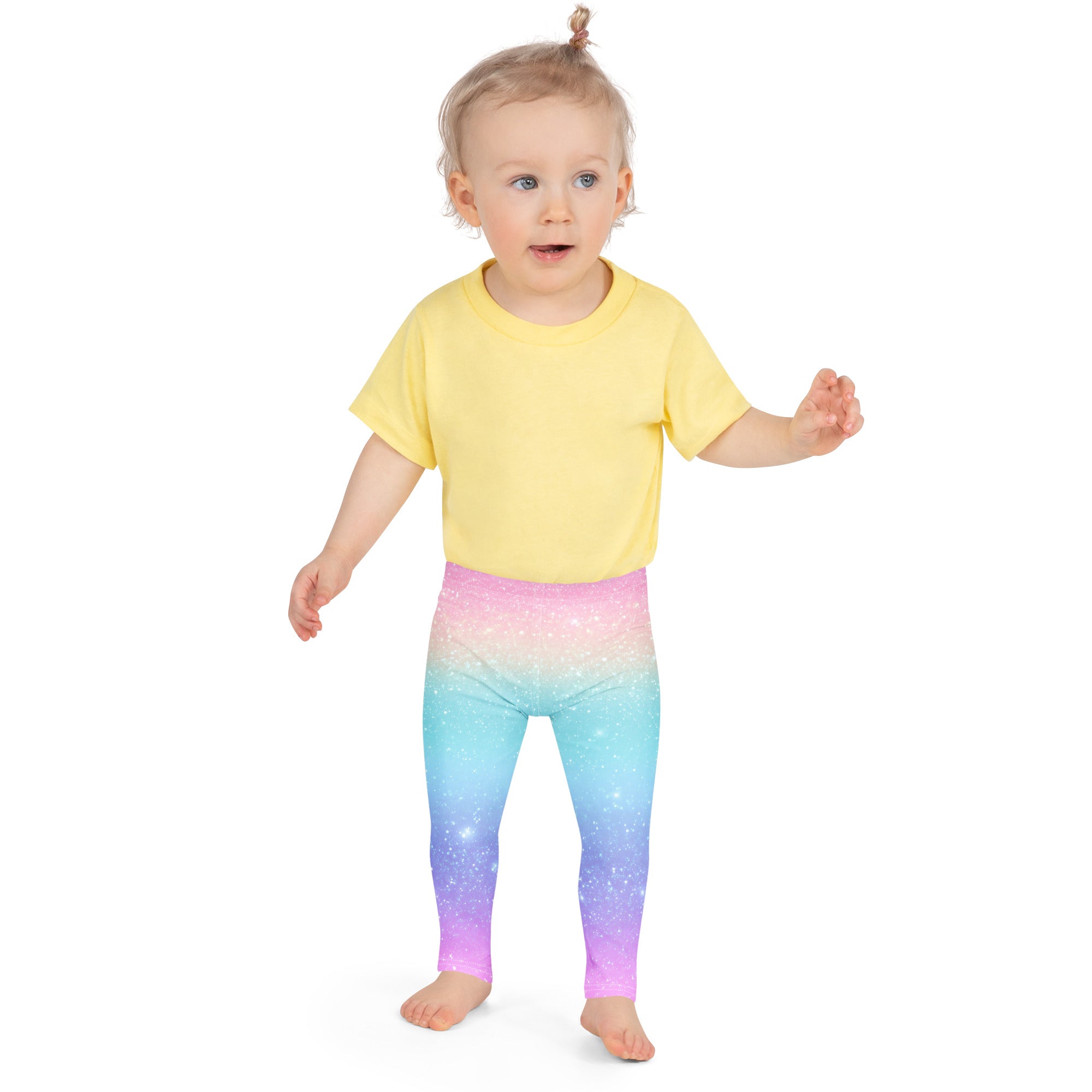 Girls Faux Sparkle Effect Rainbow Buttery Soft Leggings