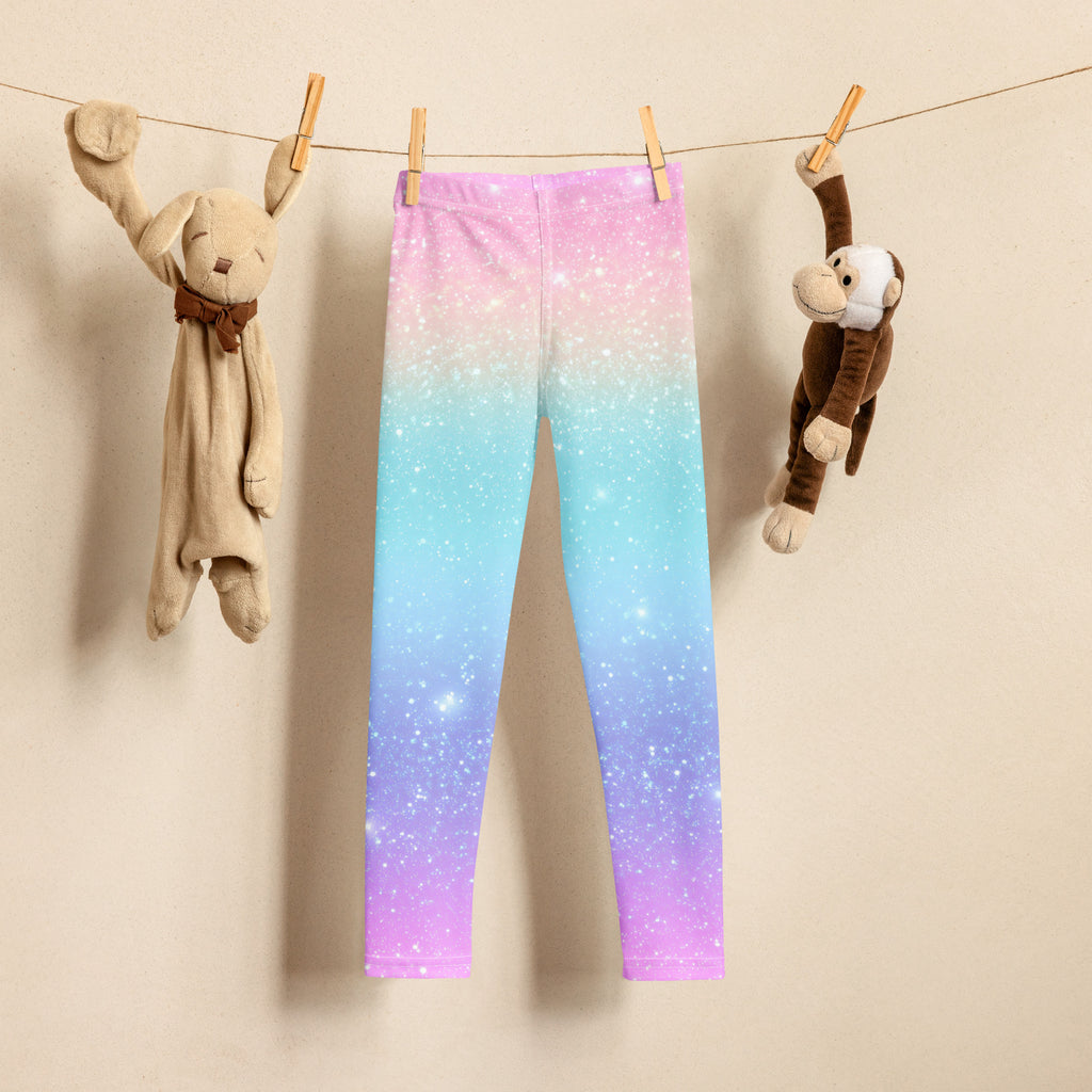 Girls Faux Sparkle Effect Rainbow Buttery Soft Leggings