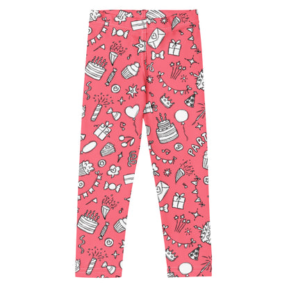 Girls Pink Birthday Party Buttery Soft Leggings