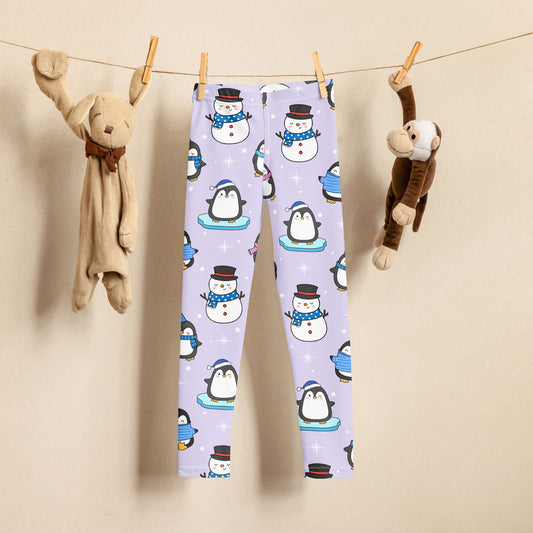 Girls Winter Penguin & Snowman Buttery Soft Leggings