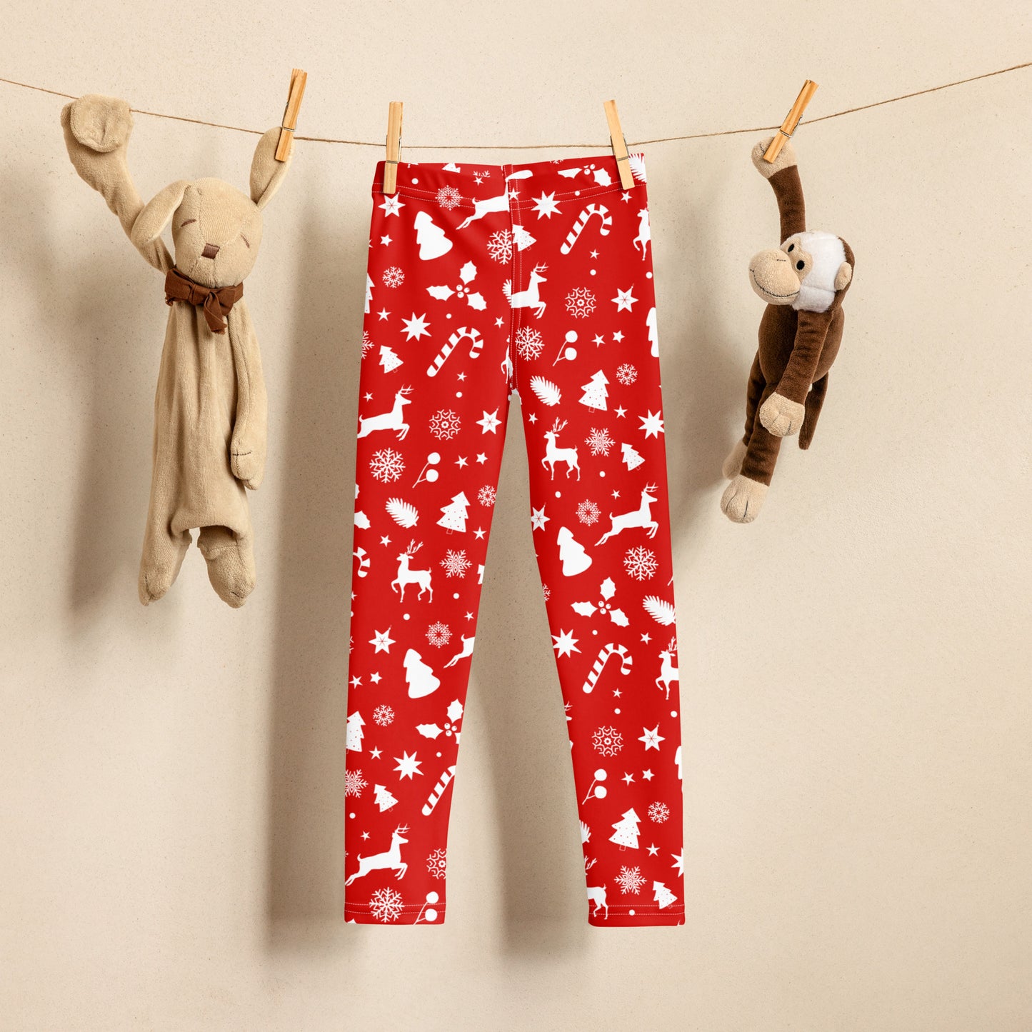 Kids Red Christmas Pattern Buttery Soft Leggings