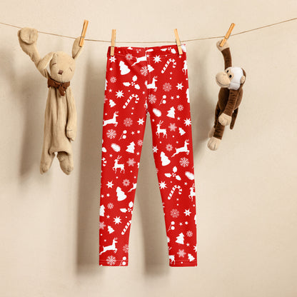 Kids Red Christmas Pattern Buttery Soft Leggings