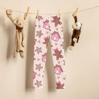 Girls Pink Gingerbread Christmas Buttery Soft Leggings