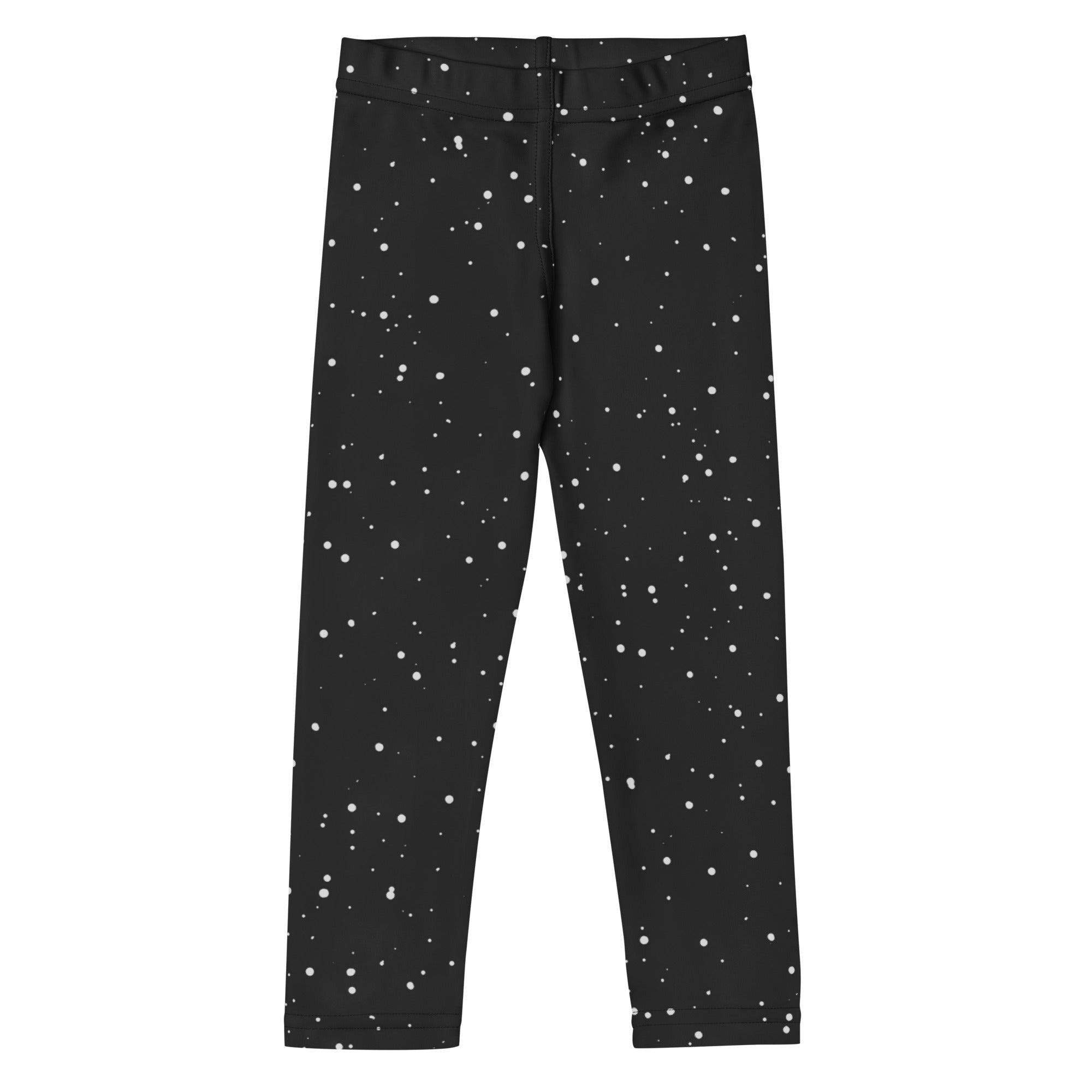 Kids black starry night buttery soft leggings with speckled white star pattern for comfortable everyday wear