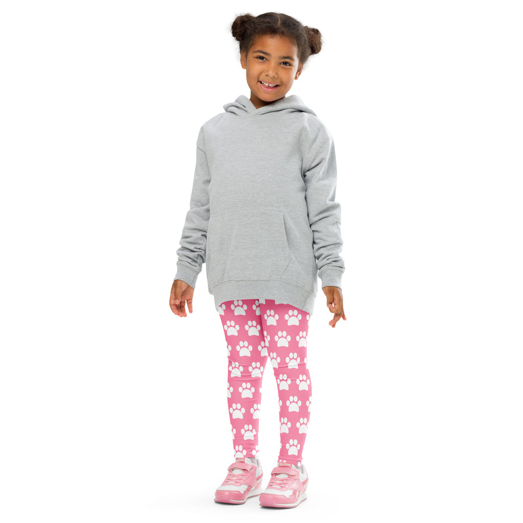 Girls Pink Paw Print Buttery Soft Leggings