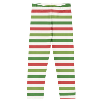 Kids Red & Green Striped Christmas Buttery Soft Leggings