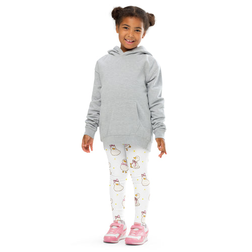 Gray hooded sweatshirt with front pocket and long sleeves made of soft cotton blend fabric for girls Easter duck leggings