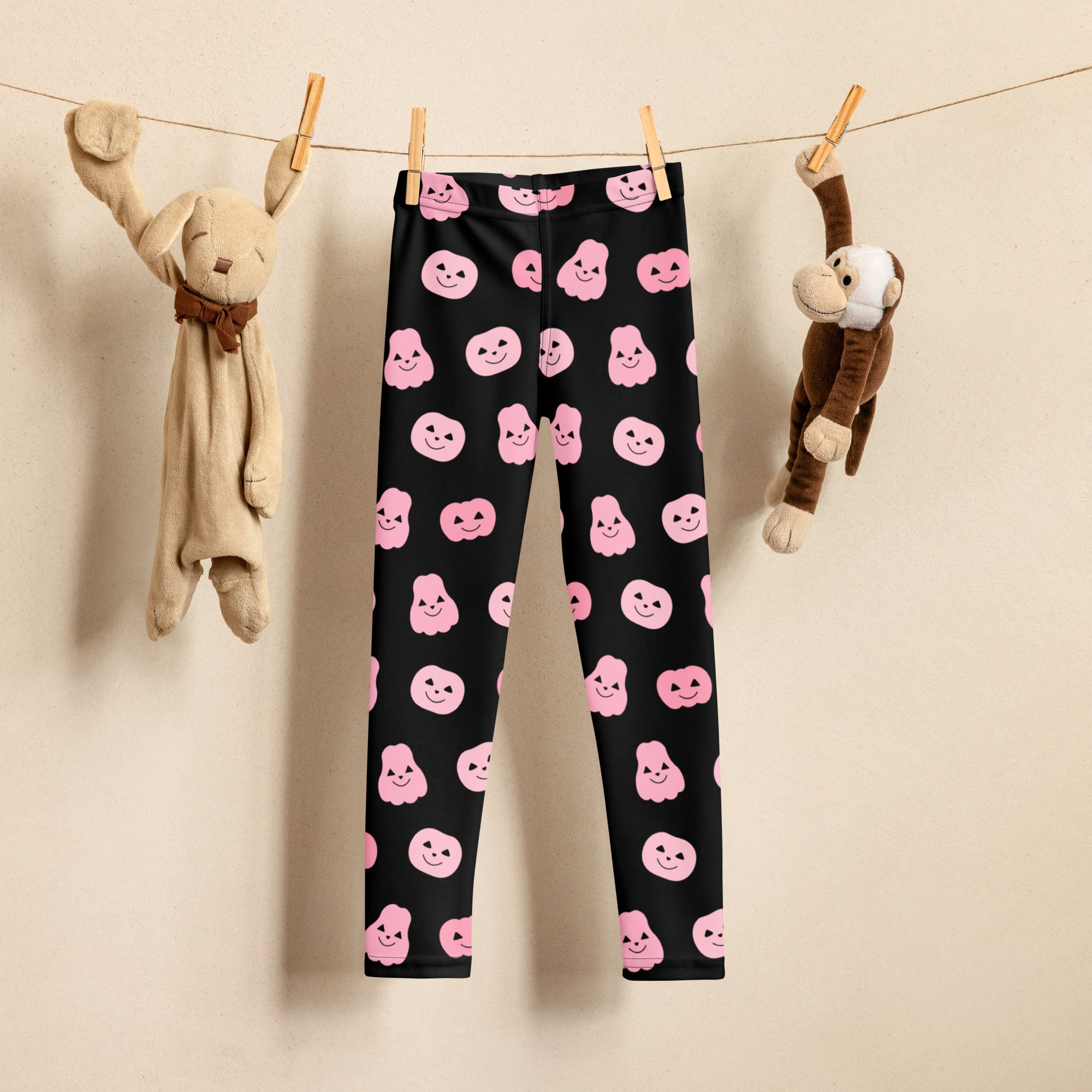 Girls Pink Pumpkin Leggings - Warm, Buttery Soft & Stretchy
