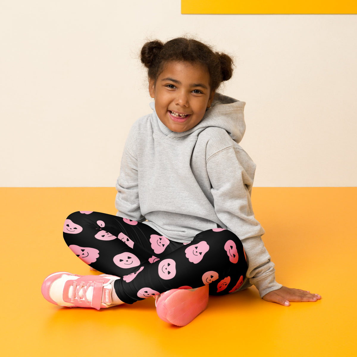 Girls Pink Pumpkin Leggings - Warm, Buttery Soft & Stretchy