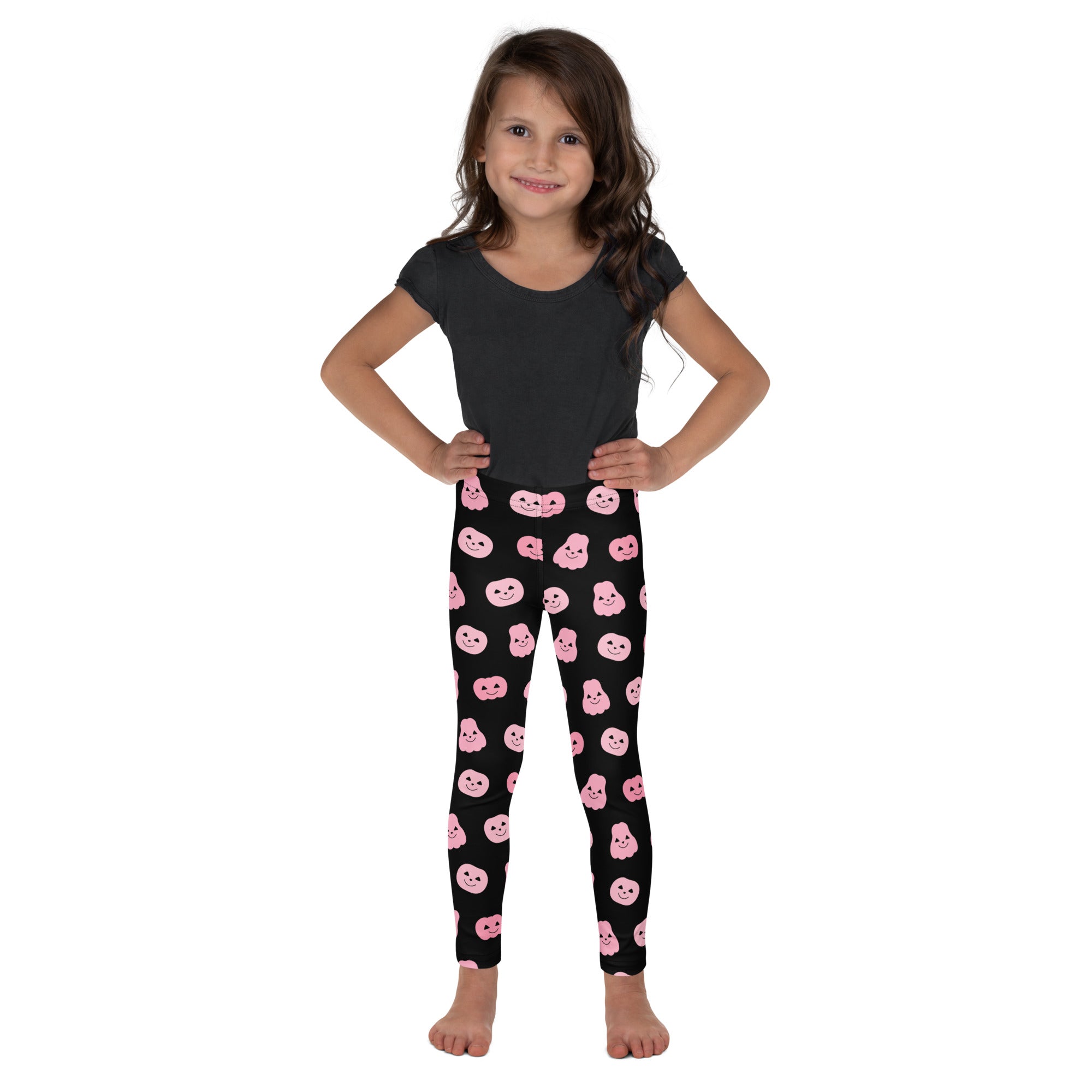 Girls Pink Pumpkin Leggings - Warm, Buttery Soft & Stretchy