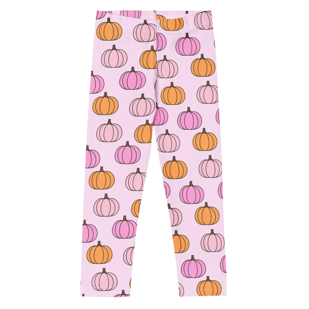 Girls Pink Pumpkin Patch Leggings - Warm, Buttery Soft & Stretchy