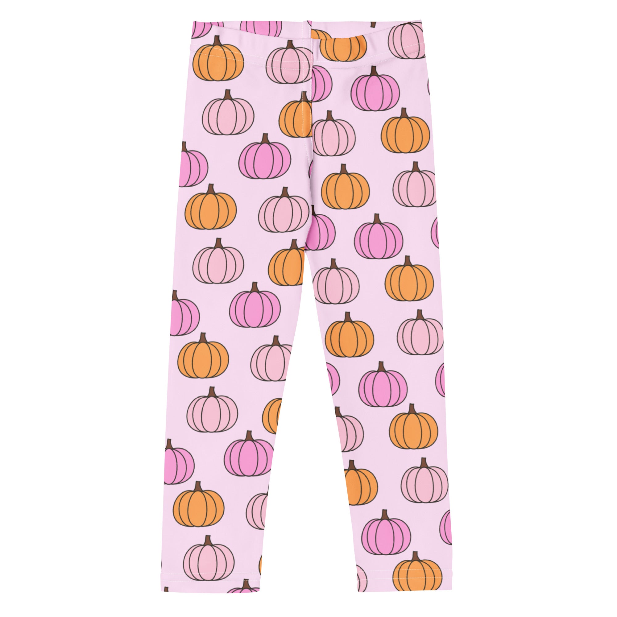 Girls Pink Pumpkin Patch Leggings - Warm, Buttery Soft & Stretchy