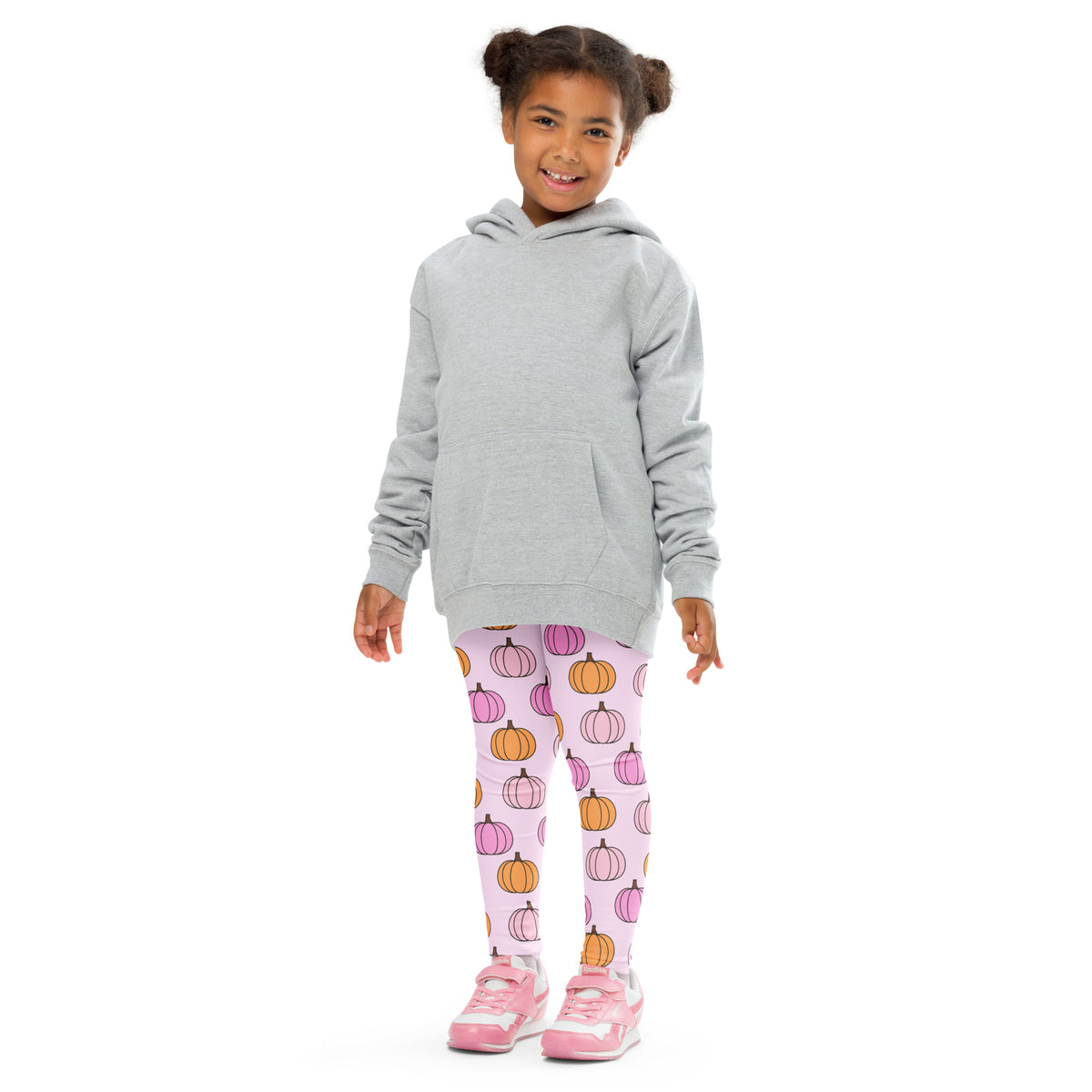 Girls Pink Pumpkin Patch Leggings - Warm, Buttery Soft & Stretchy