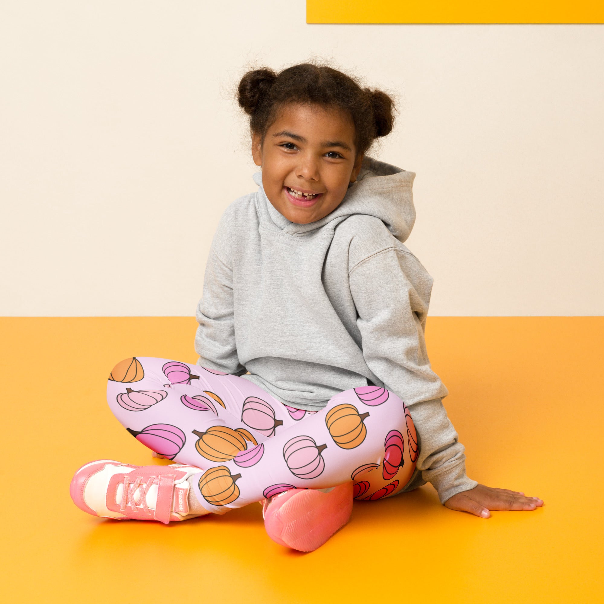 Girls Pink Pumpkin Patch Leggings - Warm, Buttery Soft & Stretchy