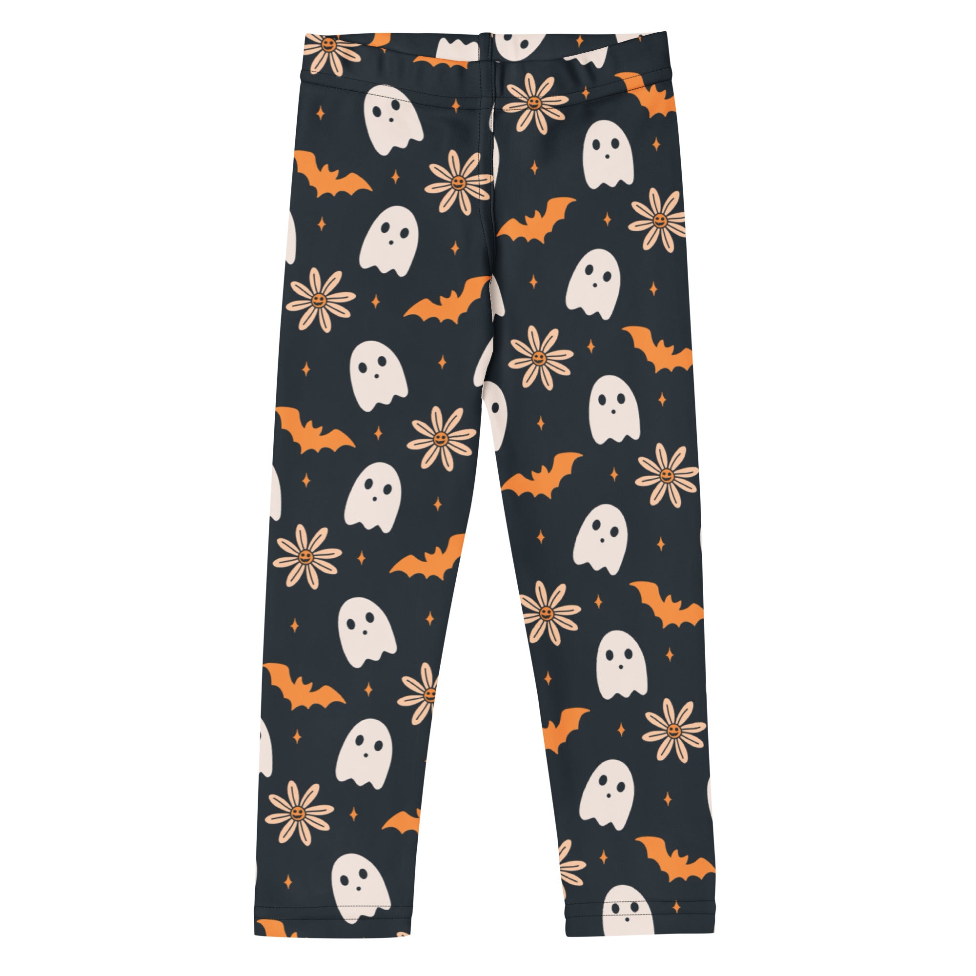 Girls Floral Ghost Bat Halloween Leggings - Warm, Buttery Soft & Stretchy