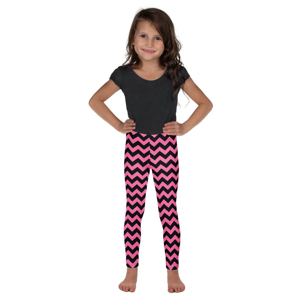 Girls Pink Chevron Leggings - Warm, Buttery Soft & Stretchy